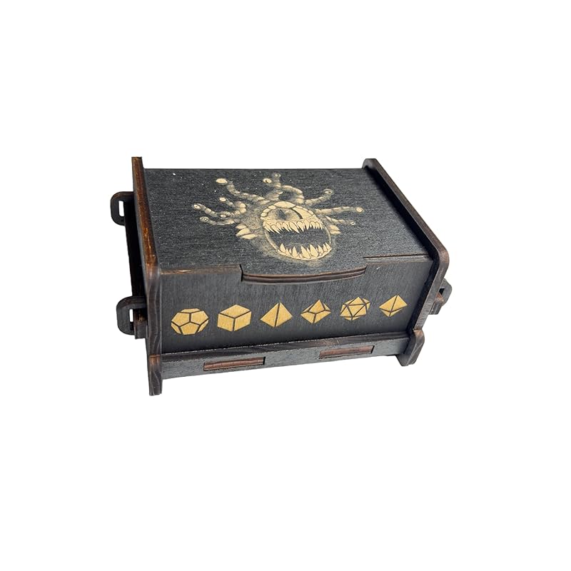 Dice Box - BLACK - 6x4x3 Also holds jewelry and great for desks and desk top items (Beholder)
