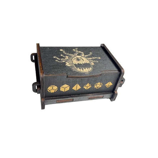 Dice Box - BLACK - 6x4x3 Also holds jewelry and great for desks and desk top items (Beholder)