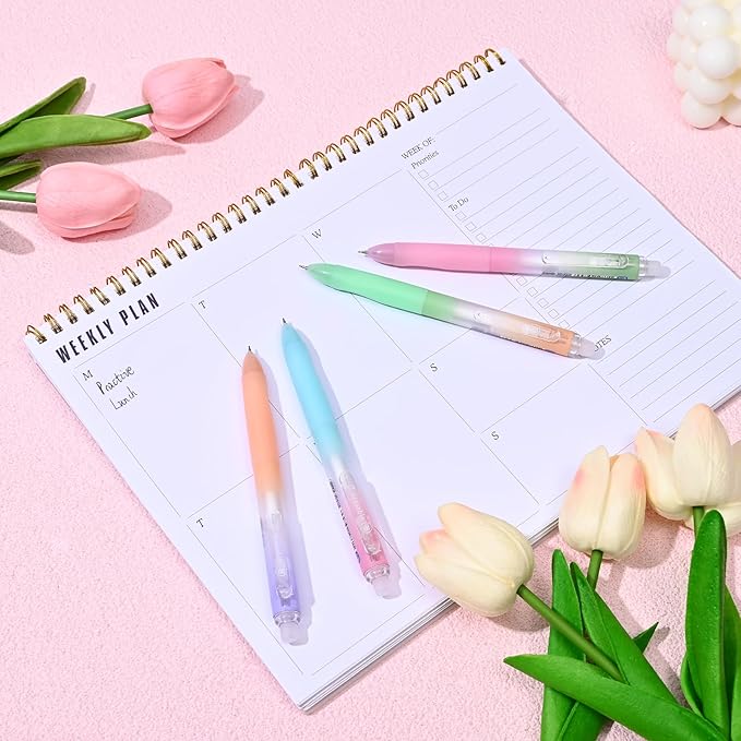 Temiary 4 Pcs Erasable Gel Pens & 10 Pcs Refills, Retractable Ink Pen with Eraser Clear, 0.5mm Fine Point Smooth Writing Make Mistakes Disappear for Crossword Puzzles Note Taking (Black Ink)