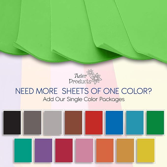 Light Green EVA Foam Sheets for Crafts, 9 x 12 Inch, 2mm Thickness, 15 Pack – Ideal for DIY Arts and Crafts, Foam Paper for Kids, Cosplay and Costumes