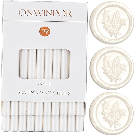 Wax Seal Sticks Pearl White, ONWINPOR 20pcs Glue Gun Wax Sealing Sticks for Wax Seal Stamp, Mini Sealing Wax Gun Sticks Suit for 0.28‘’ Glue Gun (Pearl White)