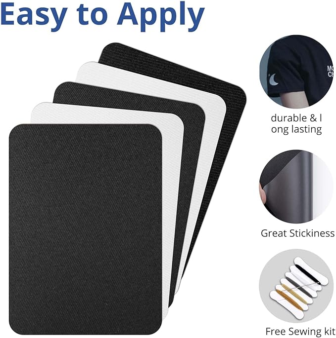 HTVRONT Iron on Patches for Clothing Repair, Fabric Patches for Clothes, Repair Decorating Kit, Iron on Patches (Black&White)