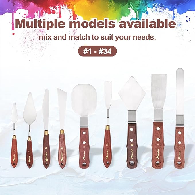 MECCANIXITY Pack of 1 Palette Knife No.10, 8.2" Long Palette Knives with Stainless Steel Flexible Spatula Pallet Knife and Wood Handle for Scraping, Mixing, Oil Acrylic Painting Canvas