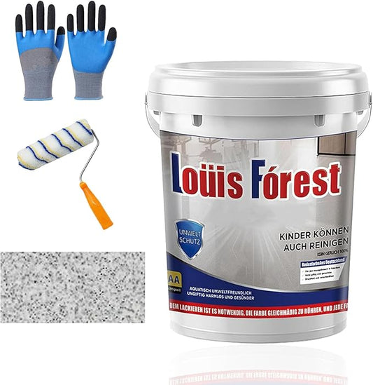 Louis Forest Epoxy Floor Paint, High-Gloss Marble Effect Coating, Epoxy Colored Sand Floor Paint, Wear-Resistant and Non-Slip for Indoor Outdoor (1KG-White hemp gray)