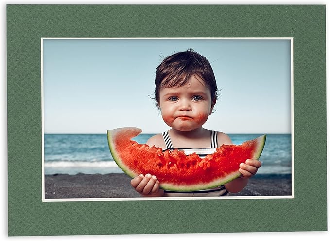 Poster Palooza 8.5x11 Mat Bevel Cut for 7x9 Photos - Acid Free Hunter Green Precut Matboard - For Pictures, Photos, Framing - 4-ply Thickness