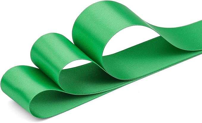 Humphrey's Craft 1-1/2 Inch Fern Green Double Faced Satin Ribbon - 25 Yards Variety of Color for Crafts Gift Wrapping Bows Bouquet Decoration Sewing Christmas Tree Wedding Invitation Card.