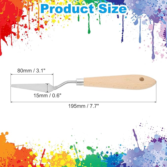 PATIKIL Art Spatula, No.7 15mm Stainless Steel Flexible Palette Knife Painting Knife Painting Spatula Oil Painting Mixing Scraper with Wood Handle for Canvas Acrylic Painting, Brown