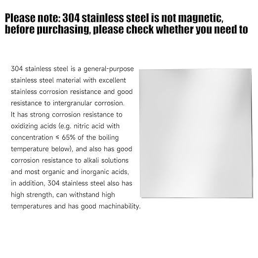 304 Stainless Steel Sheet - 2PCS 12" X 8" X 1/32" Thin Stainless Steel Plate 1/32 Inch Thickness with Protective Film Metal Sheets Shim Stock for Kitchen DIY Crafting (305 x 203 x 0.76 mm)