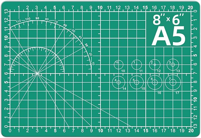 DIYSELF Cutting Mat 8in×6in, Self Healing Cutting Mat, A5 Rotary Cutting Mats for Crafts Sewing Hobby Fabric Project, 5-Ply Craft Cutting Board Double Sided, Craft Mat for Quilting