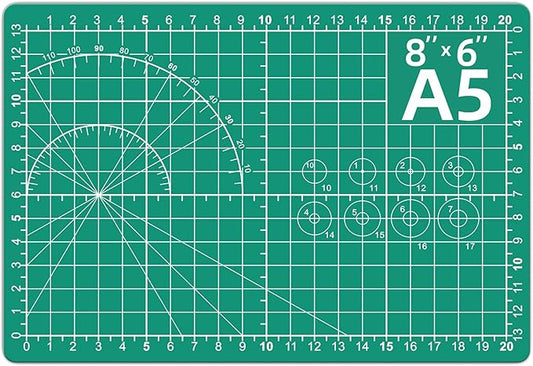 DIYSELF Cutting Mat 8in×6in, Self Healing Cutting Mat, A5 Rotary Cutting Mats for Crafts Sewing Hobby Fabric Project, 5-Ply Craft Cutting Board Double Sided, Craft Mat for Quilting