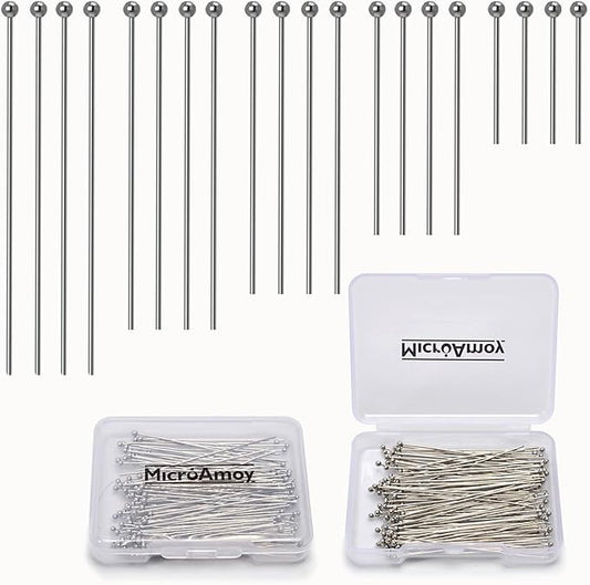 150pcs Silver Filled Ball Pins Non Tarnish Craft Earring Bracelet Jewelry Making Accessories Supplies (40mm (1.57in), Silver-Ball Pin)