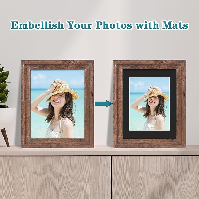 ZBEIVAN 11x14 Black Picture Mats with Core Bevel Cut Frame Mattes for 8.5x11 Pictures - Pack of 5