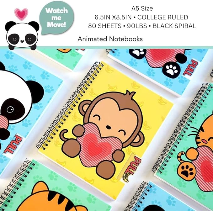 Animation Notebooks | A5 Size 6.5in x 8.75in | 160 pages | 80 Sheets Smooth, durable, and bleed-resistant 90lb lined inner pages | Interactive cover that brings your imagination to life | Creative Companion for journaling, notes, or crafting (The Curio...