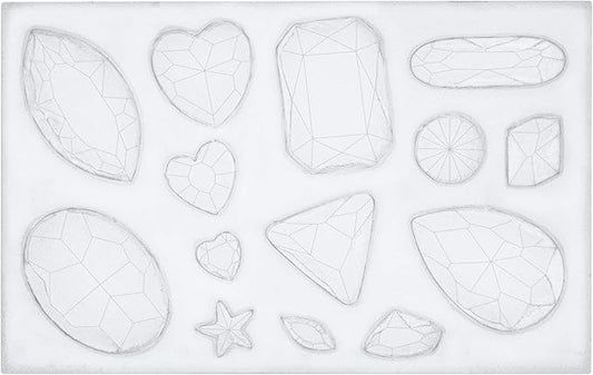 FUNSHOWCASE Assorted Gems and Cabochon Silicone Mold for Fondant Cupcake Topper Chocolate Candy Baking Epoxy Resin Casting Concrete Cement Plaster Craft, Mini