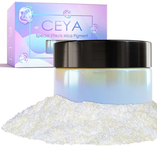 Ceya Interference Mica Powder, 1.8oz/ 50g Ghost Blue Chrome Nail Powder, Cosmetic Grade Pearlescent Effect Color Shift Pigment for Epoxy Resin, Makeup, Nail Polish, Soap Dye, Candle Making,Slime,Paint