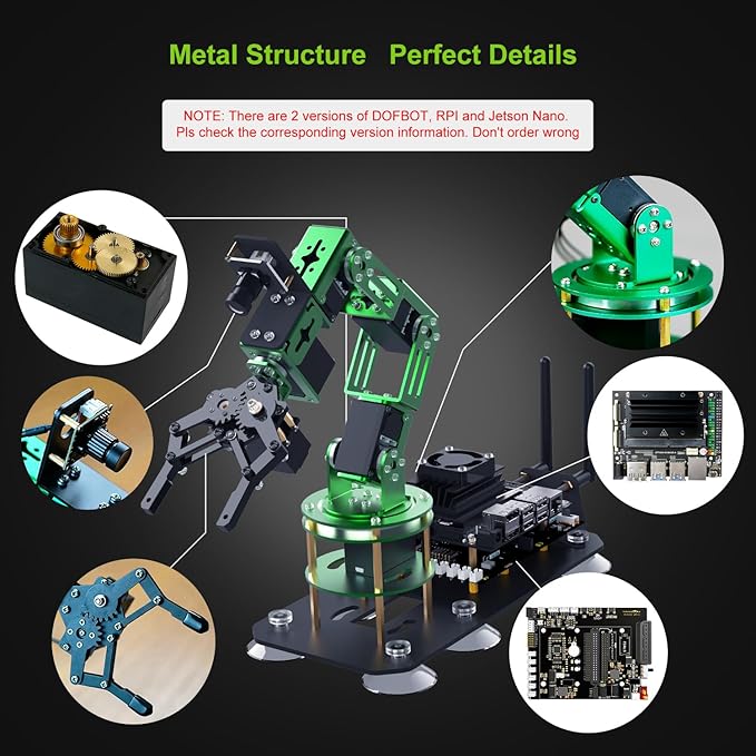 Yahboom Robot Arm Kit 6DOF for Jetson Nano 4GB AI Programmable Electronic DIY Robot Hand Building with Camera for Adults ROS (Nano-DOFBOT Without Nano)