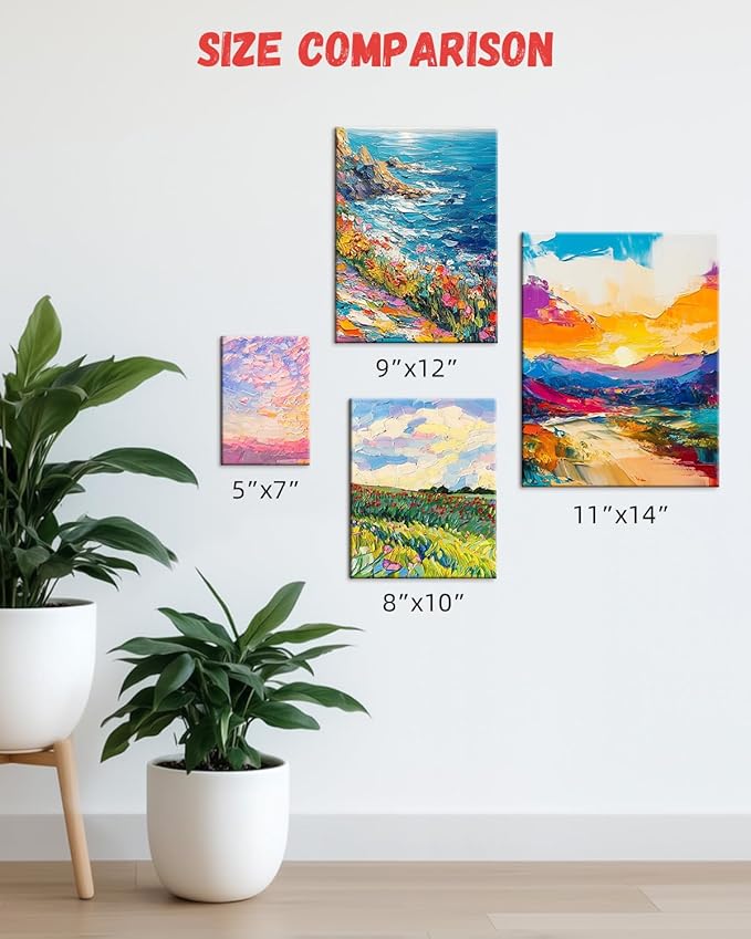 Simetufy 4 Pack 9x12Inch Canvas Boards for Painting, Blank Canvas Panels, Gesso Primed Acid-Free 100% Cotton for Acrylics Oil Watercolor Tempera Paint