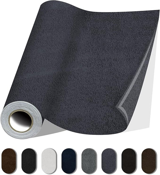 Fabric Repair Patches, Self-Adhesive Suede Patches Tape Durable, DIY Large Fabric Repair for Sofa, Couches, Furniture, Chair, Clothing （3.5X79 Inch, Dark Grey）