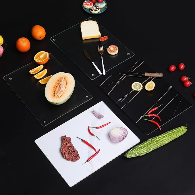 Murrey Home Glass Cutting Board for Kitchen Counter, Tempered Glass Chopping Boards Dishwasher Safe, Small Clear Countertop Tray, Scratch Resistant, Heat Resistant, Non Toxic, Frosted, 24"x18"