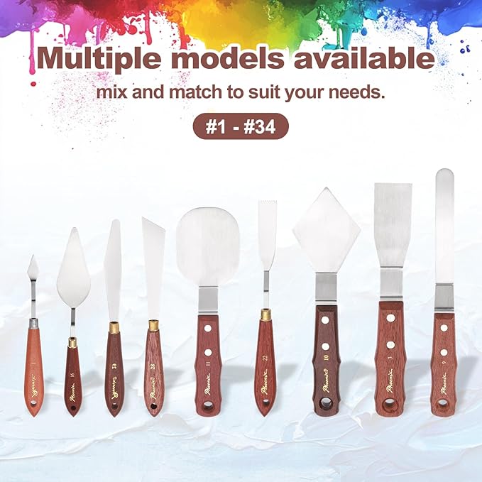 MECCANIXITY Pack of 1 Palette Knife No.1, 6.9" Long Palette Knives with Stainless Steel Flexible Spatula Pallet Knife and Wood Handle for Scraping, Mixing, Oil Acrylic Painting Canvas