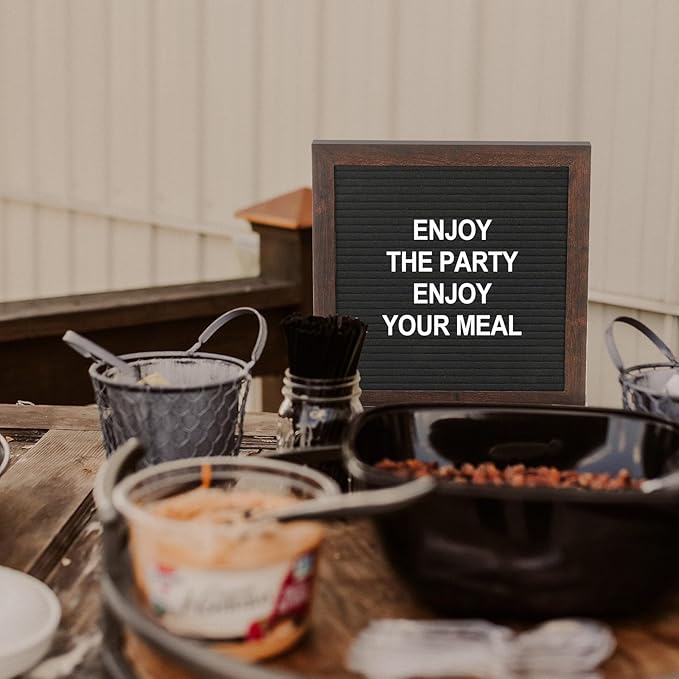 PATIKIL Felt Letter Board, 12x16Inches Gray Wooden Changeable Message Board with Storage Bag Stand for Kitchen Menu Classroom Farmhouse Decor Notes, White Letter