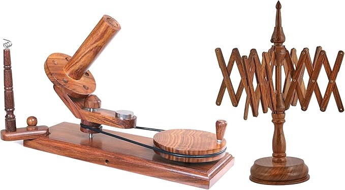 Large Handcrafted Wooden Yarn Winder & Swift – Rosewood Brown Ball Winder for Crocheting, Knitting, Weaving – Heavy-Duty Yarn Winder for 8-12 oz Skeins