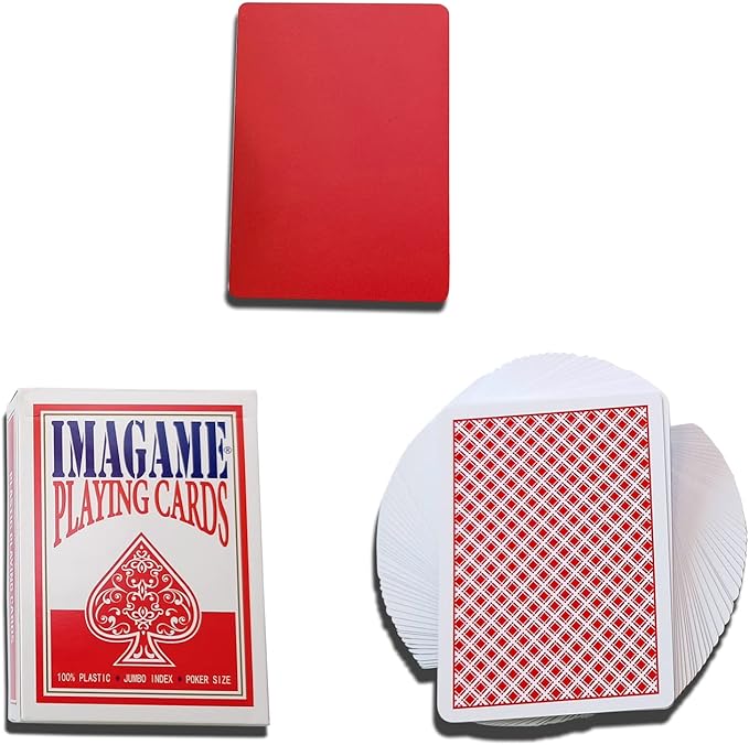Plastic Playing Cards, Real Poker Size, Casino Quality, Jumbo Index, Exceptional Handing, Waterproof & Washable, Perfect for Texas Hold’em Poker, 1 Red Deck