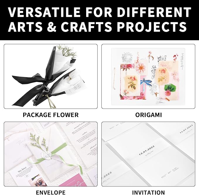110 Sheets Transparent Vellum Paper - 8.5 x 11in 100GSM Translucent Matte Art Paper for DIY Printing Drawing Wedding Invitations Greeting Cards Decor Gift Wrapping PAP02TP110
