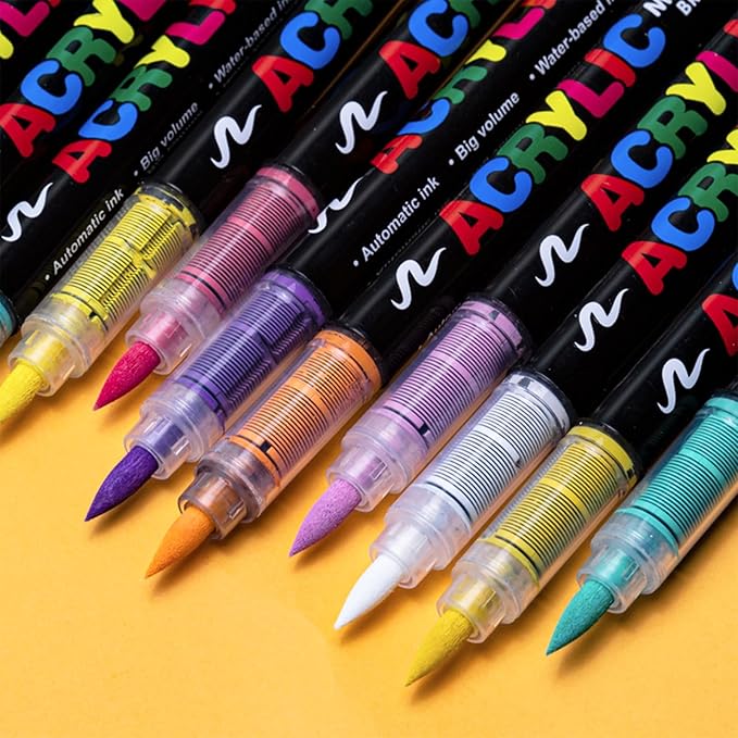 Guangna Acrylic Paint Markers,168 Colors with Direct-Liquid Ink Control System, Professional-Grade Paint Pen for Rock Painting, Canvas, Glass, Plastic, Fabric & Creative Crafts