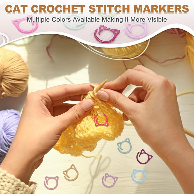 PATIKIL Cat Crochet Stitch Markers, 12 Pack Stitch Marker for Knitting Crocheting Supplies Cute Metal Spiral Knit Clip Ring Counters for Crochet Yarn DIY Crafts, Dusty Pink