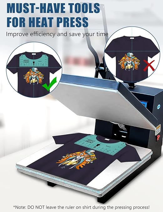 Vowlove Tshirt Ruler Guide for Vinyl Alignment - T Shirt Measure Rulers Guide, Shirt Measurement Centering Tool Heat Press Screen Printing V-Neck Embroidery Accessories Sublimation Blanks Product