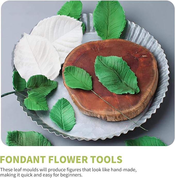 KALAIEN Leaf Petal Veiner Gum Paste Mold Sugar Craft Tools Rose Flower Leaf Vein Double Veiners Mold