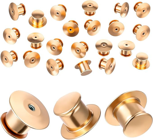 40 Pieces Locking Pin Back Golden Locking Pin Keepers Metal Pins Backs Lockings Metal Keepers Clasp Needle Back Lock Flat Badge Fastener Enamel Lapel Pins Lock and DIY Crafts Without Needle