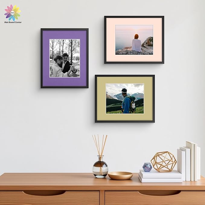 Mat Board Center, Pack of 50, 11x14 for 8x10 Mix Color Mat Kit - Acid Free, 4-ply Thickness, White Core - Includes Backing Boards and Clear Bags - for Pictures, Photos, Framing