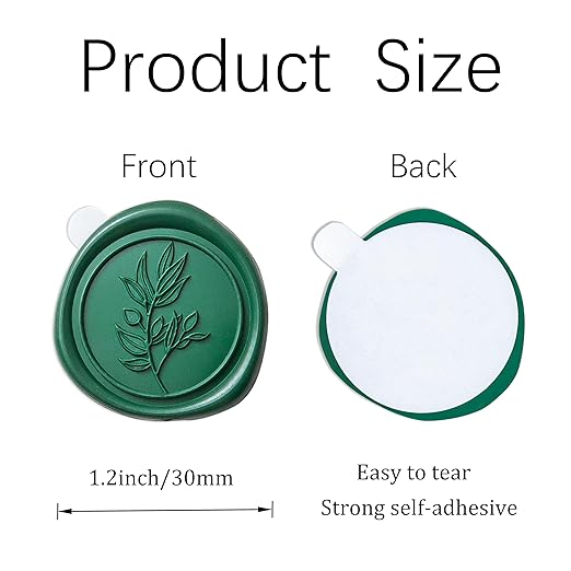 PONATIA 50 Pcs Emerald Green Wax Seal Stickers - Self- Adhesive Wedding Seal Stickers, Perfect for Invitation Cards, Envelopes Christmas Cards, Gift Wrapping, Party Menu Decor