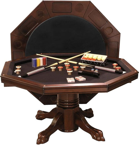 Combination 3 in 1 Poker/Game Table (Mahogany Finish)
