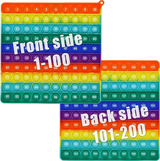 Double Side 1 100 200 Pop it, Chart, Numbers, Row Counter Knitting Crochet, Stitch Counters Crocheting Square Popper Fidget Sensory Toy, Educational Tool, Great Gift for Birthdays, Christmas