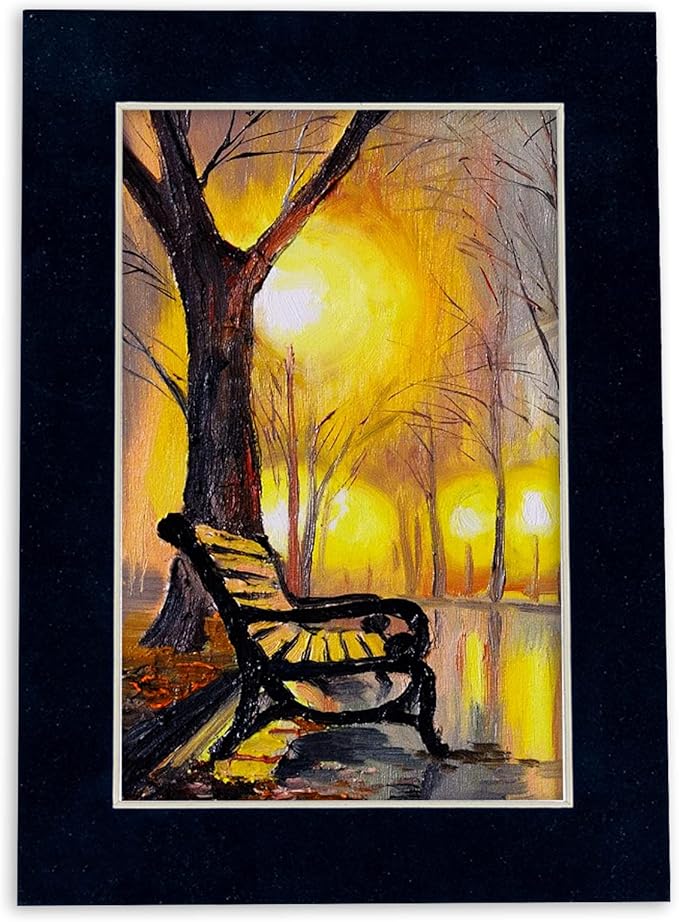 Pack of 25 Acid Free 11x14 Mats Bevel Cut for 8.5x11 Photos - Navy Suede Precut Matboards With Backing Boards and Clear Photo Mat Bags For Pictures, Photos, Framing - 4-ply Thickness
