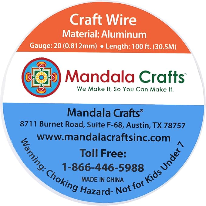 Mandala Crafts 20 Gauge Anodized Aluminum Craft Wire for Jewelry Making - 100 FT Colored Flexible Yellow Green Wire - Bendable for Bonsai Armature Crafting Sculpting