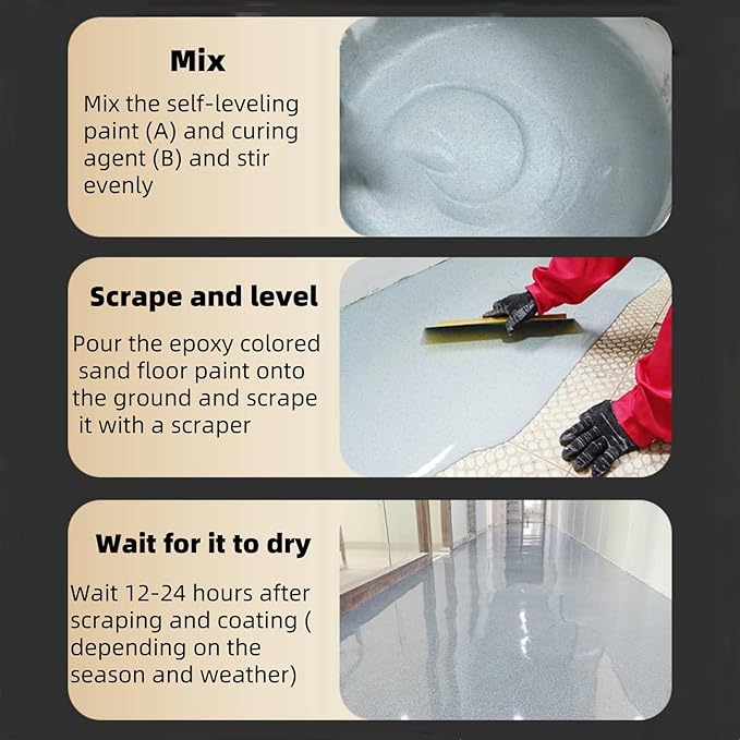 Epoxy Colored Sand Floor Paint, Epoxy Floor Paint High Gloss Marble Effect Coating for Indoor and Outdoor, Wear-resistant and non-slip Self-leveling Coating Blue 35OZ(1KG)