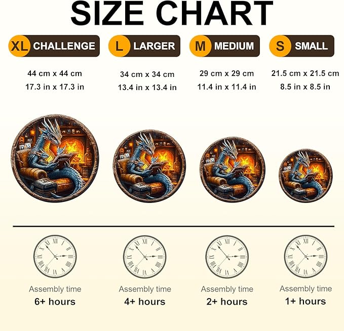 Wooden Puzzles for Adults, Dragon Family Night Reading Wooden Jigsaw Puzzle 450 PCS Unique Shape Wood Puzzle Adult, 3D Visual Effect Flat Puzzle Birthday Family Games (XL-17.3 * 17.3in)
