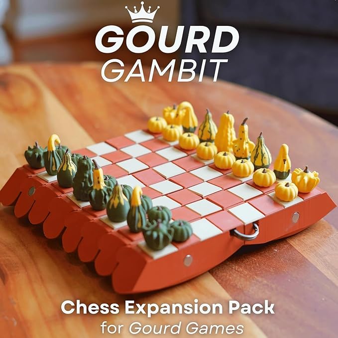 Pumpkin Game Set: Magnetic Chess Checkers, Dice Tower, Cribbage, Card Holder, Forgecore Gourd Games, Gourd Gambit Pumpkin Chess Expansion Pack, 3D Printing Portable Adult Pumpkins Board Game Set(2#2)