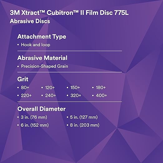 3M Xtract Cubitron II Hookit Clean Sanding Film Disc 775L, 5 in, 15 Piece Multi-Pack Hook and Loop Sanding Discs, 240+ 320+ 400+, Paint Preparation and Removal, General Sanding, Refining, Blending