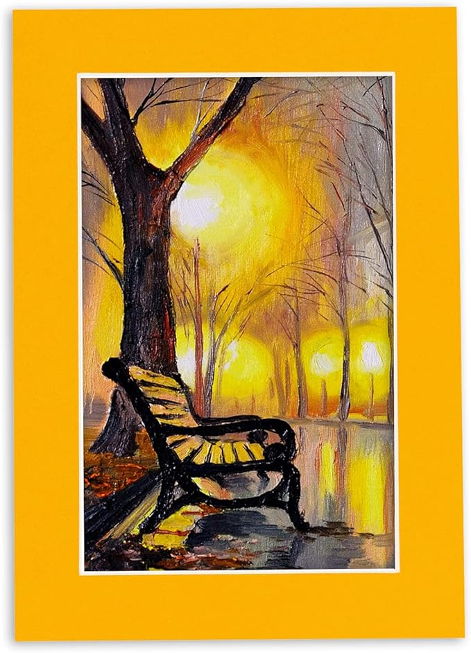 8x10 Mat Bevel Cut for 5.5x8.5 Photos - Acid Free Golden Orange Precut Matboard - For Pictures, Photos, Framing - 4-ply Thickness