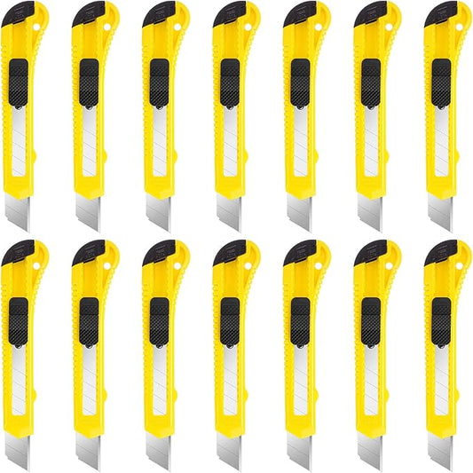 DIYSELF 14 Pack Box Cutter Retractable, 18mm Box Knife, Utility Knife Retractable with Snap Off Blade, Box Opener for Home, Cutter Knives for Cardboard, Art, Craft