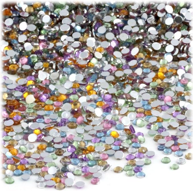 The Crafts Outlet 5-PK Set (7,200-Piece), Round 3mm Rhinestones, Flatback, Purple Tones