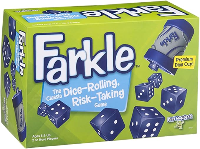 PlayMonster Farkle Dice Game — Exclusive Premium Dice Cup — Family Game Night — Easy to Shake and Slam — for Ages 8+