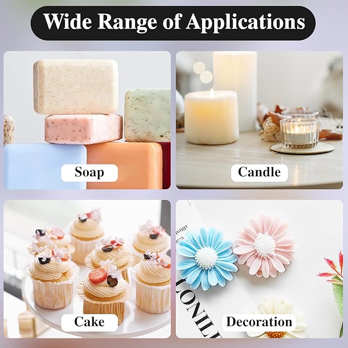 4 Pcs Daisy Flower Candle Molds, Silicone Molds for Candles Making, 3D Flower Shape Decorating Mold for Fondant Soap Chocolate Cake, DIY Wax Epoxy Resin Moulds for Clay Craft