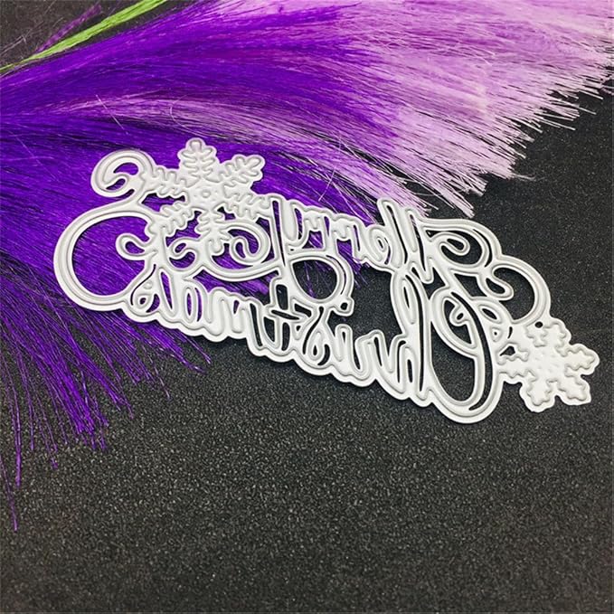 Mvchifay Cutting Dies Happy Birthday Metal Stencils Scrapbooking Tool DIY Emboss Paper Card Making (Merry christmas-10x4.2cm)