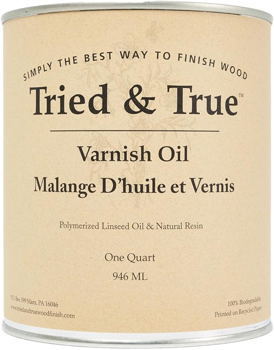 Tried & True Superior Varnish Oil Wood Finish, Quart - Natural Pine Resin & Linseed Oil, Ideal for Interior Furniture, Tables, Countertops - Non-Toxic, Scratch Resistant & Durable